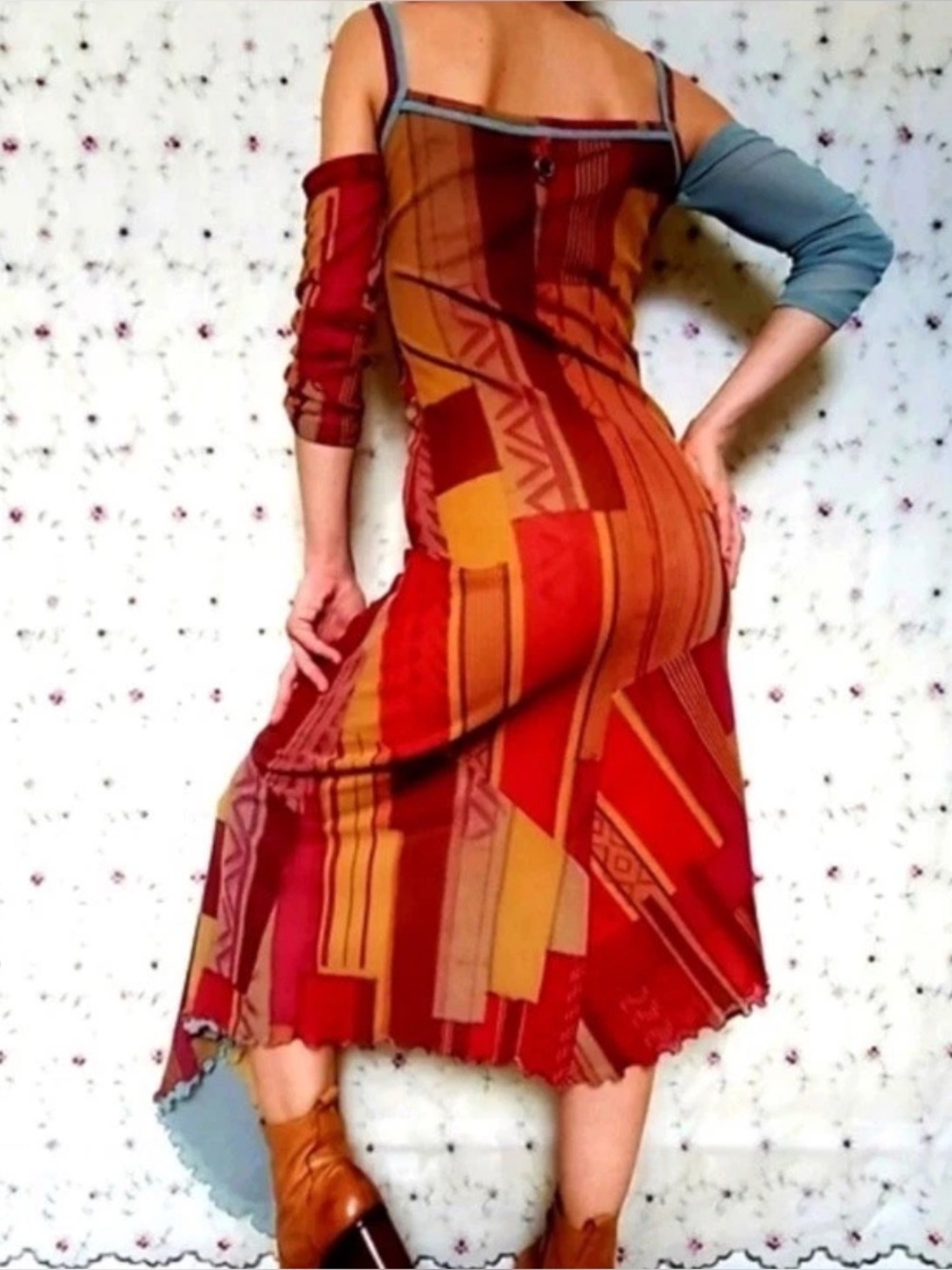 Vintage Save The Queen Boho Mesh Midi Dress - Picture 5 of 11